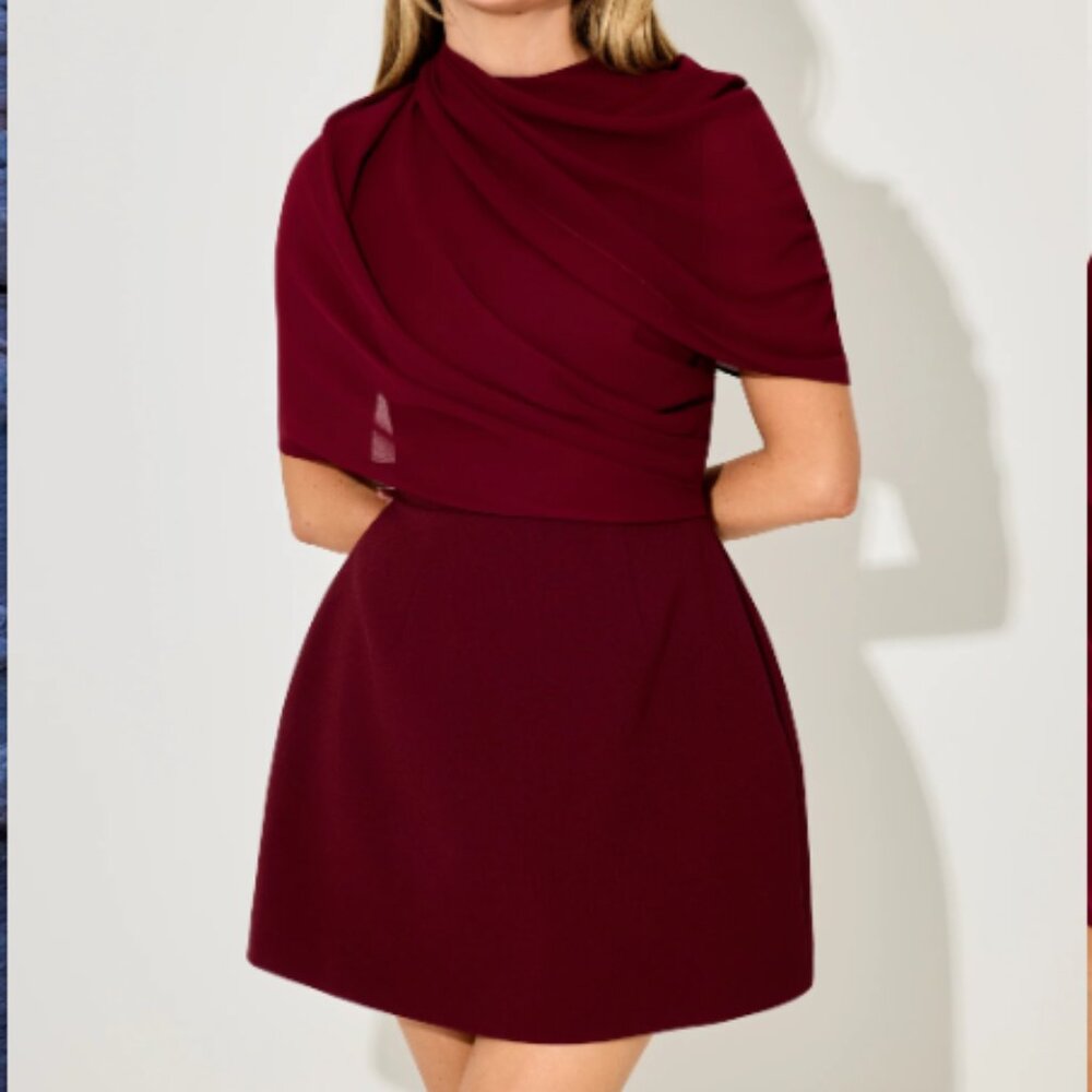 Gathered Mini Dress - Odd Muse Bordeaux